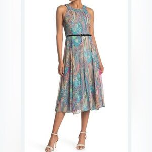 Tommy Hilfiger womens paisley halter neck chiffon midi dress size 4